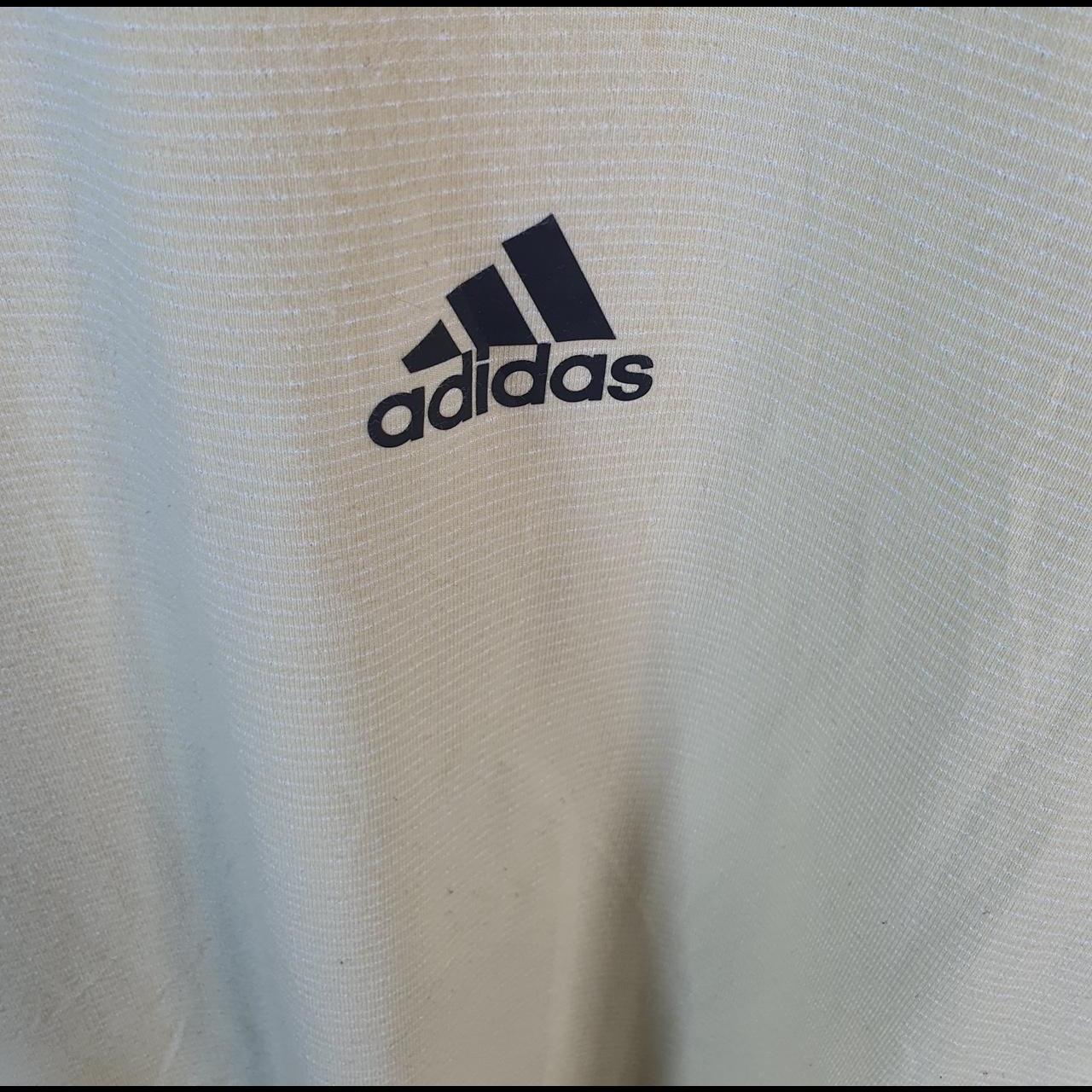 Vintage Adidas Spellout Retro T Shirt Men’s XL Yellow Three Stripes Logo