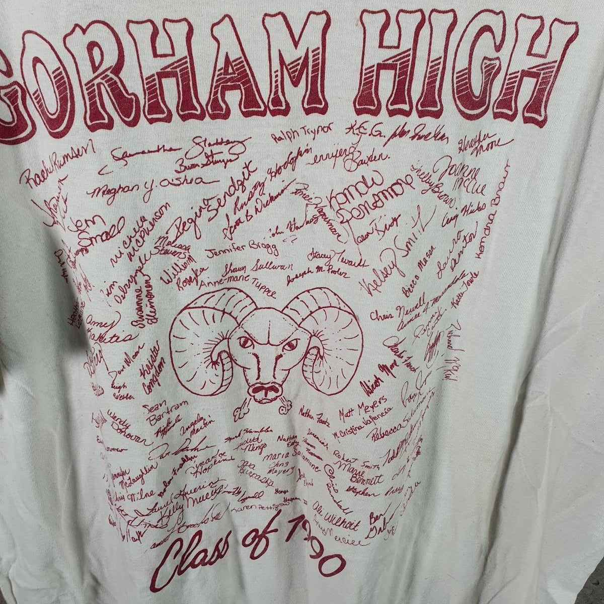 Vintage Fruit of the Loom Gorham Hugh School 1990 Single Stitch T Shirt Men’s XL White Big Fish Vintage