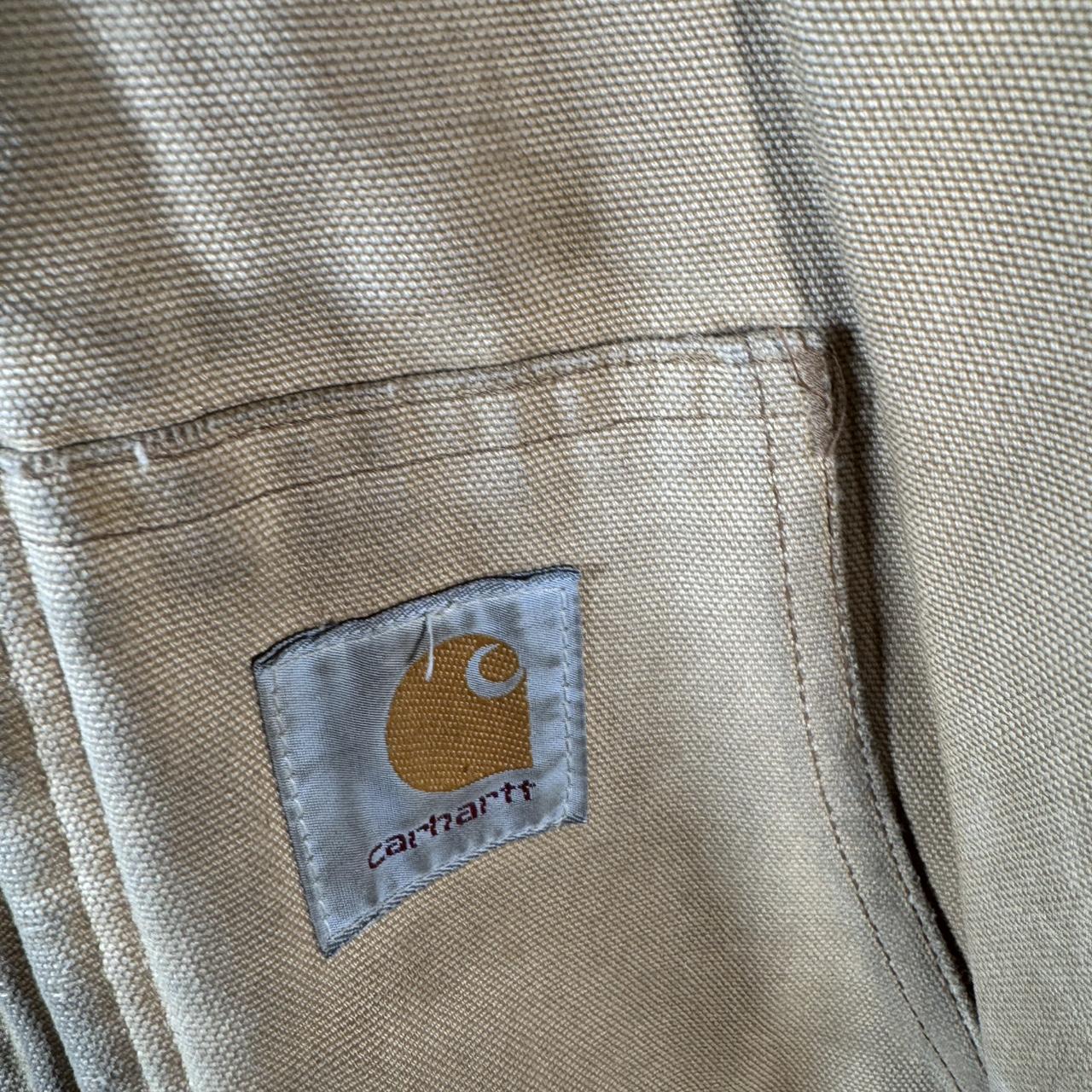 Vintage Carhartt Active Hooded Jacket Men’s L Tan Brown Thrashed Workwear Canvas USA