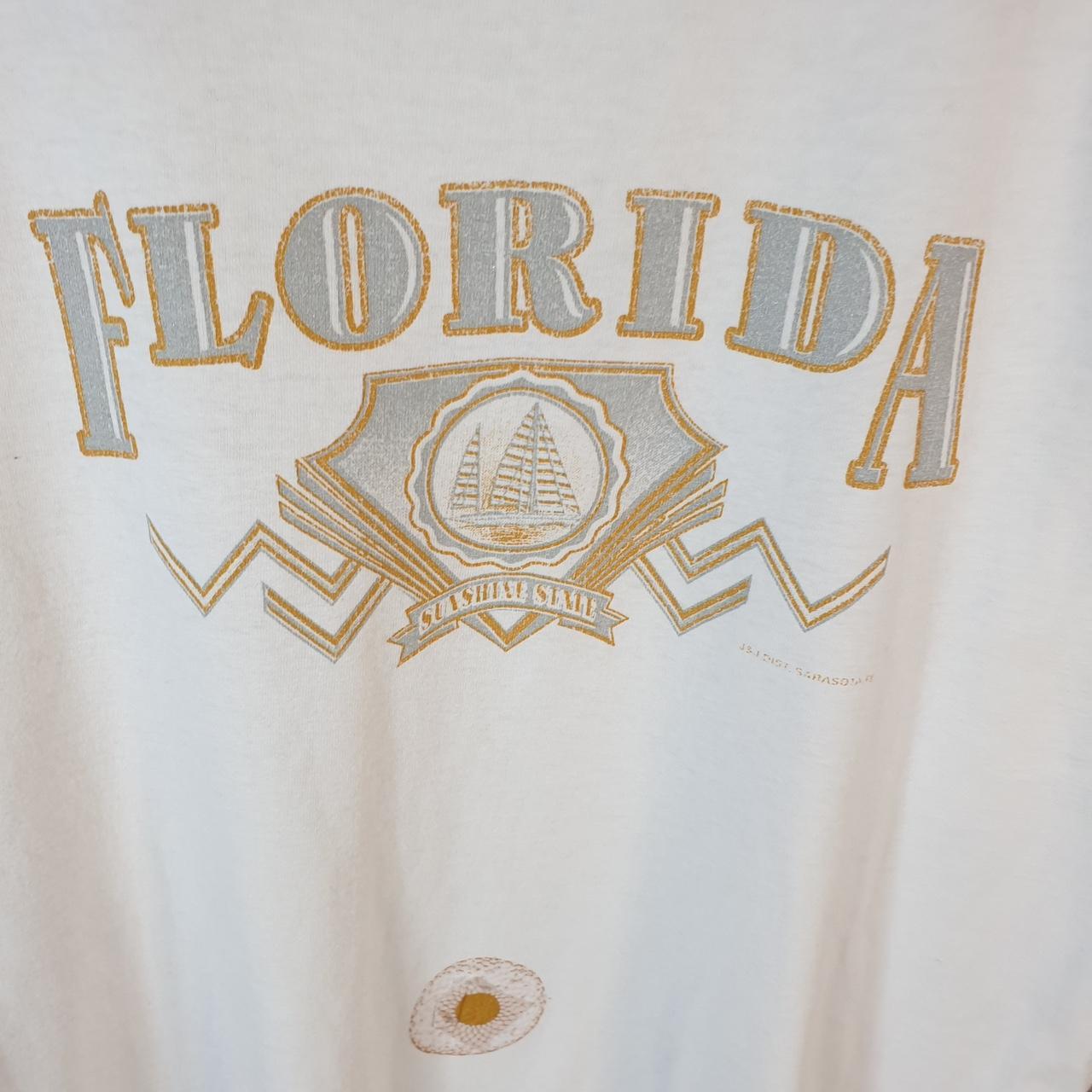 Vintage Florida Sun Shine State Boat Sail 90s T Shirt Men’s Large White Graphic