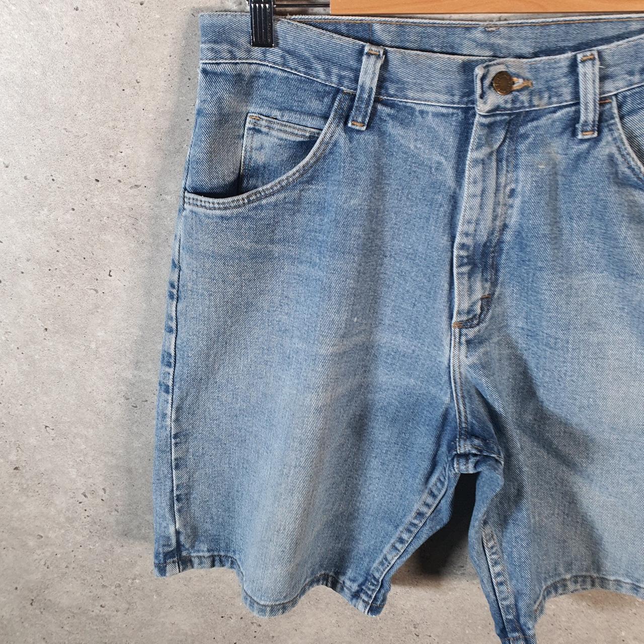 Vintage Wrangler Denim Shorts Jorts Cargo Men’s W32 Relaxed Blue Baggy Cotton