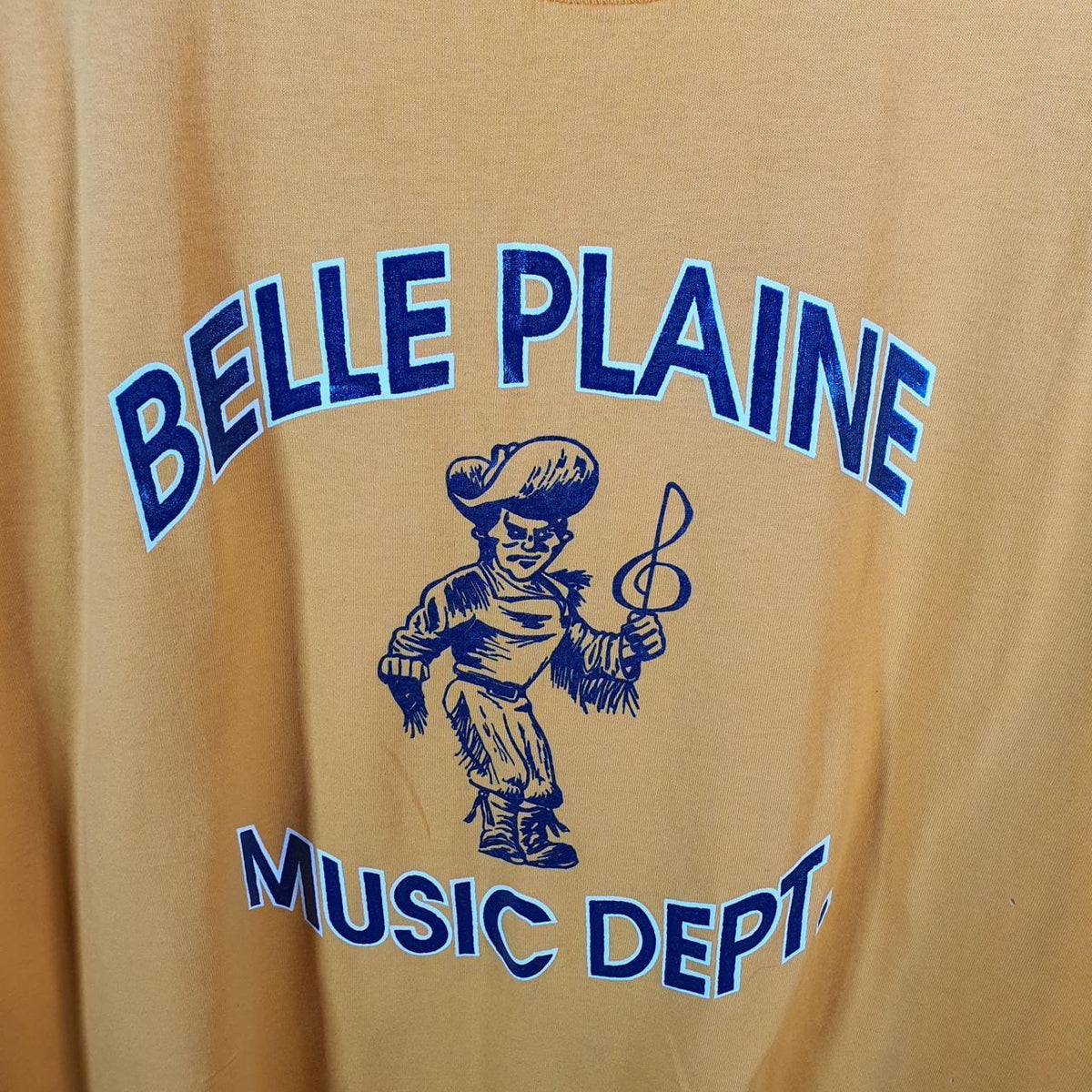 Vintage Screen Stars Belle Plaine Music Dept Single Stitch T Shirt Men’s XL Orange
