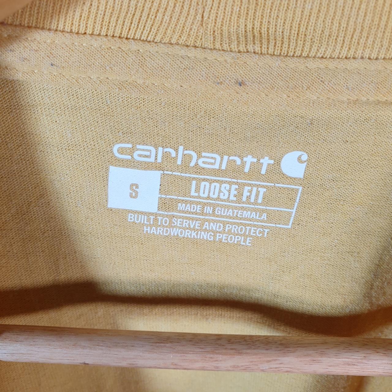 Vintage Carhartt Pocket T Shirt Men’s Small Yellow Workwear Chore Utility Loose Fit C9342
