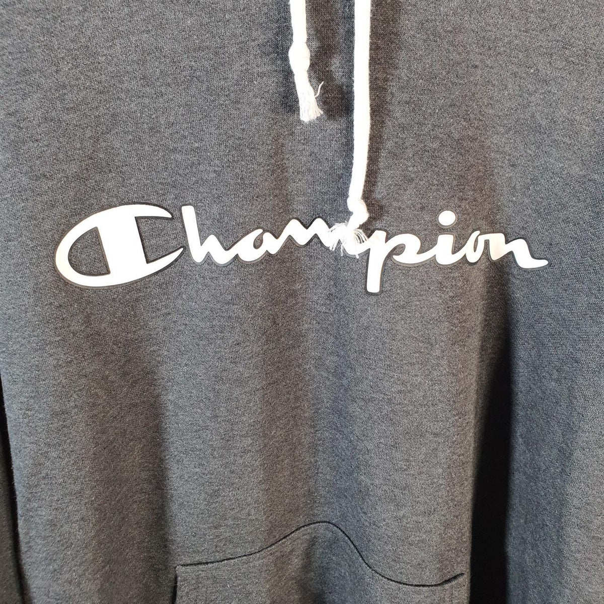 Vintage Champion Spellout Hoodie Men’s XL Grey Pro Sport Pullover Embroidered