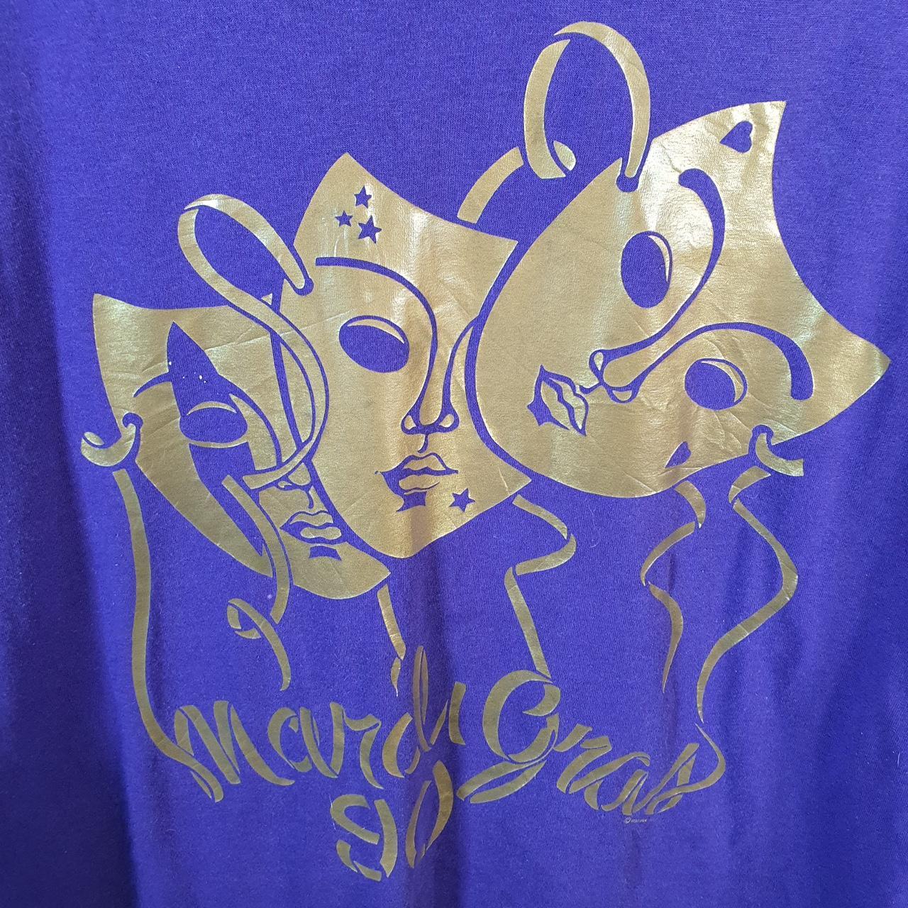 Vintage Art Masks 1990 Mardi Gras USA Single Stitch T Shirt Men’s XL Purple