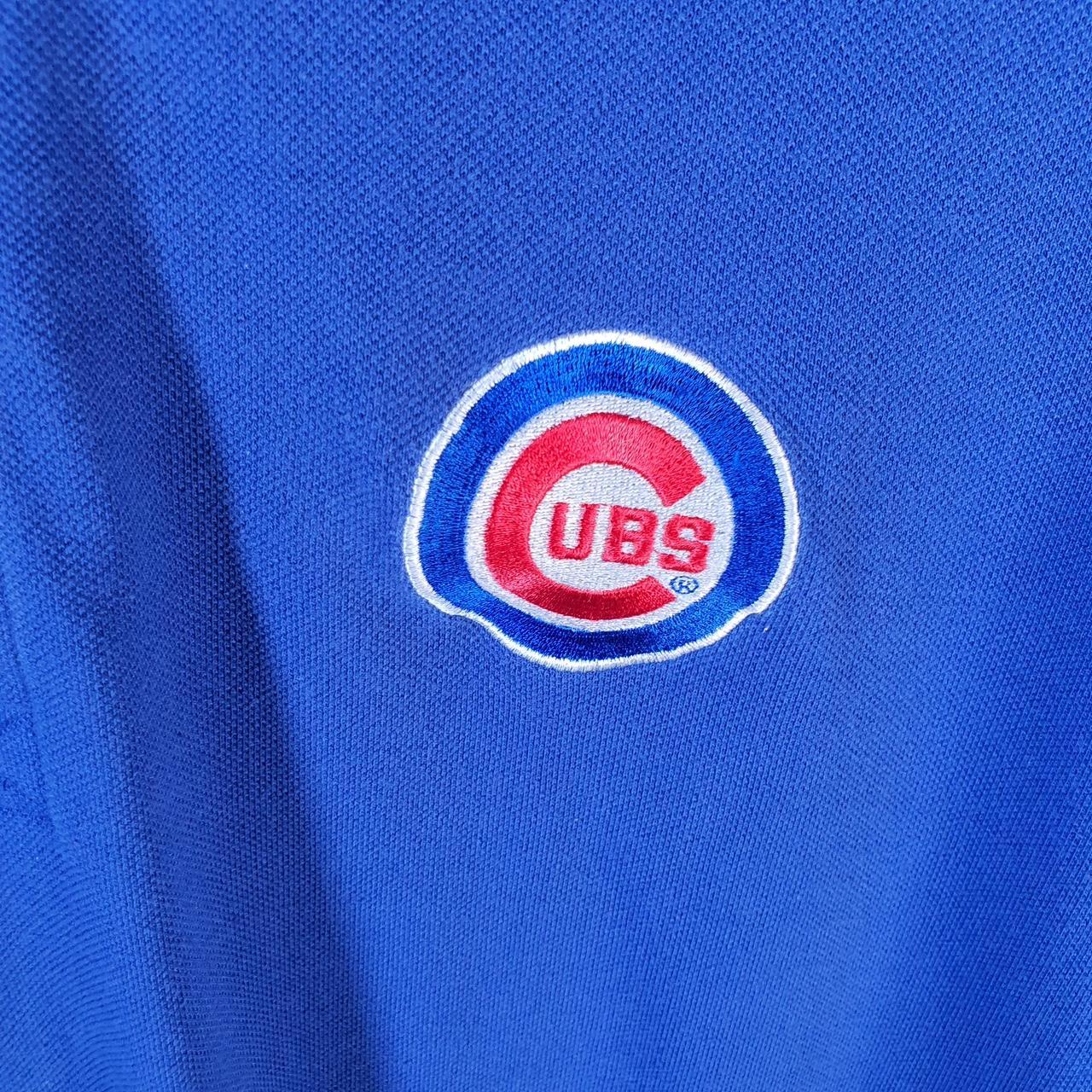Vintage Adidas Chicago Cubs Polo Shirt Men’s XL Blue Three Stripes Logo Athletic