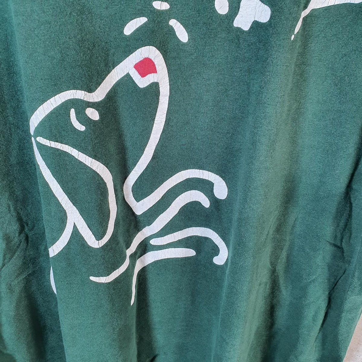 Vintage Fruit of the Loom Dog Montreal Uni 90s USA Single Stitch T Shirt Men’s XL Green Big Fish Vintage
