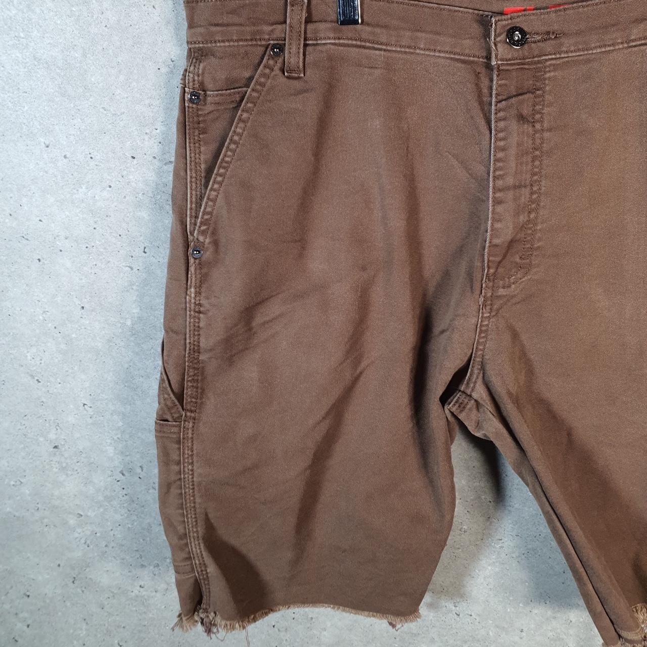 Vintage Dickies Carpenter Shorts Jorts Cargo Men’s W38 Brown Relaxed Fit Cropped Denim Jean Big Fish Vintage