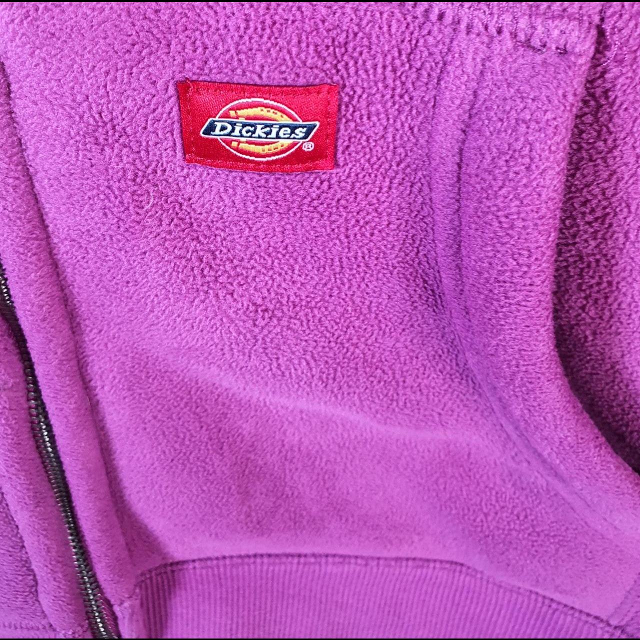 Vintage Dickies Full Zip Fleece Hoodie Womens Large Purple Spellout Logo Winter