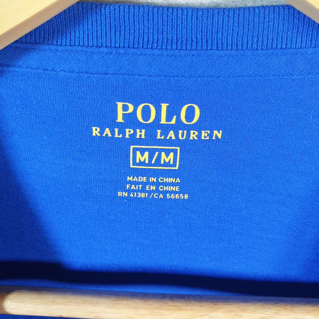 Vintage Ralph Lauren Polo T Shirt Men’s Medium Blue Embroidered Classic Fit Pony C9045