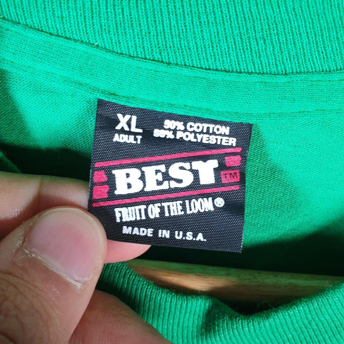 Vintage Fruit of the Loom Livingston Lions 90s USA Single Stitch T Shirt Men’s XL Green C9619