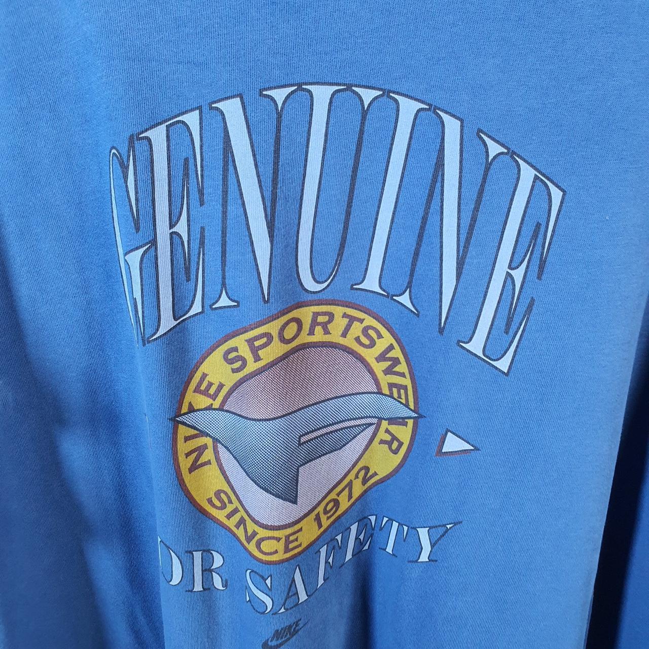 Vintage Nike Retro Badges T Shirt Men’s 2XL Blue Logo Swoosh Athletic