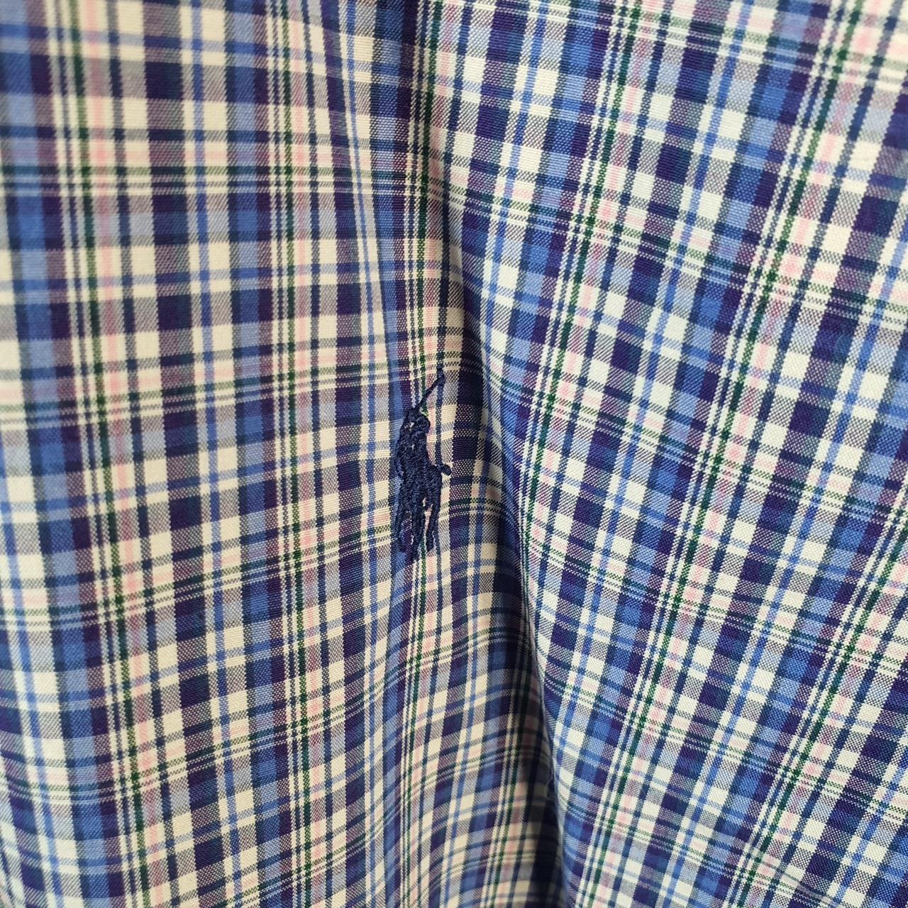 Vintage Ralph Lauren Button Down Shirt Men’s 2XL Blue Checkered Classic Cotton Pony Casual Big Fish Vintage