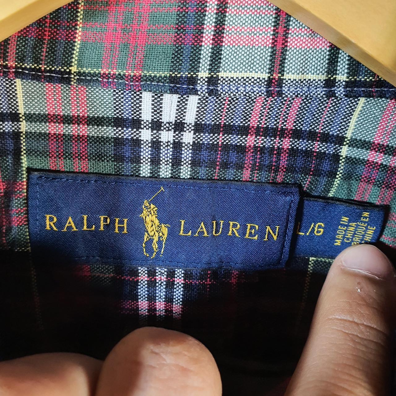 Vintage Ralph Lauren Button Down Shirt Men’s Large Checkered Red Classic Fit Pony