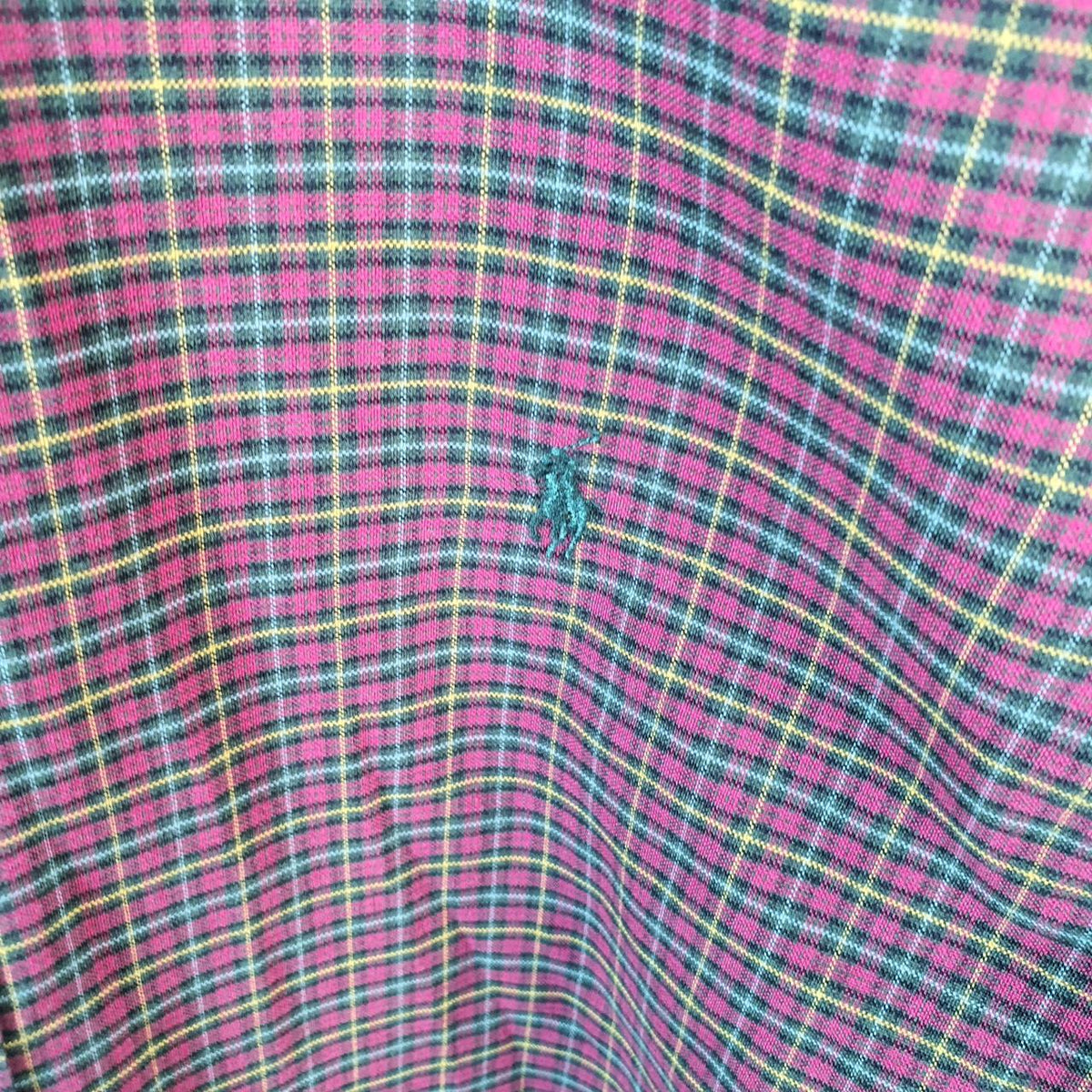 Vintage Ralph Lauren Button Down Shirt Men’s XL Burgundy Checkered Cotton Pony