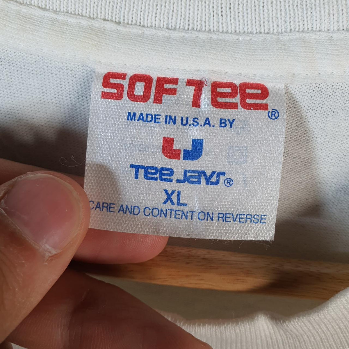 Vintage Sof Tee TeeJays Alfani 90s USA Single Stitch T Shirt Men’s XL White