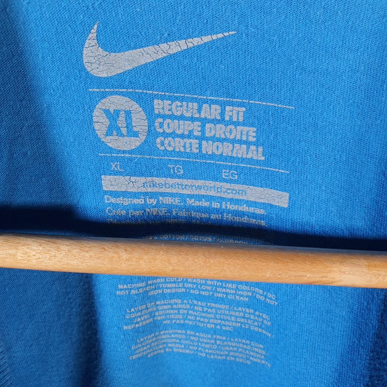 Vintage Nike T Shirt Men’s XL Blue Printed Single Swoosh Logo Athletic Big Fish Vintage