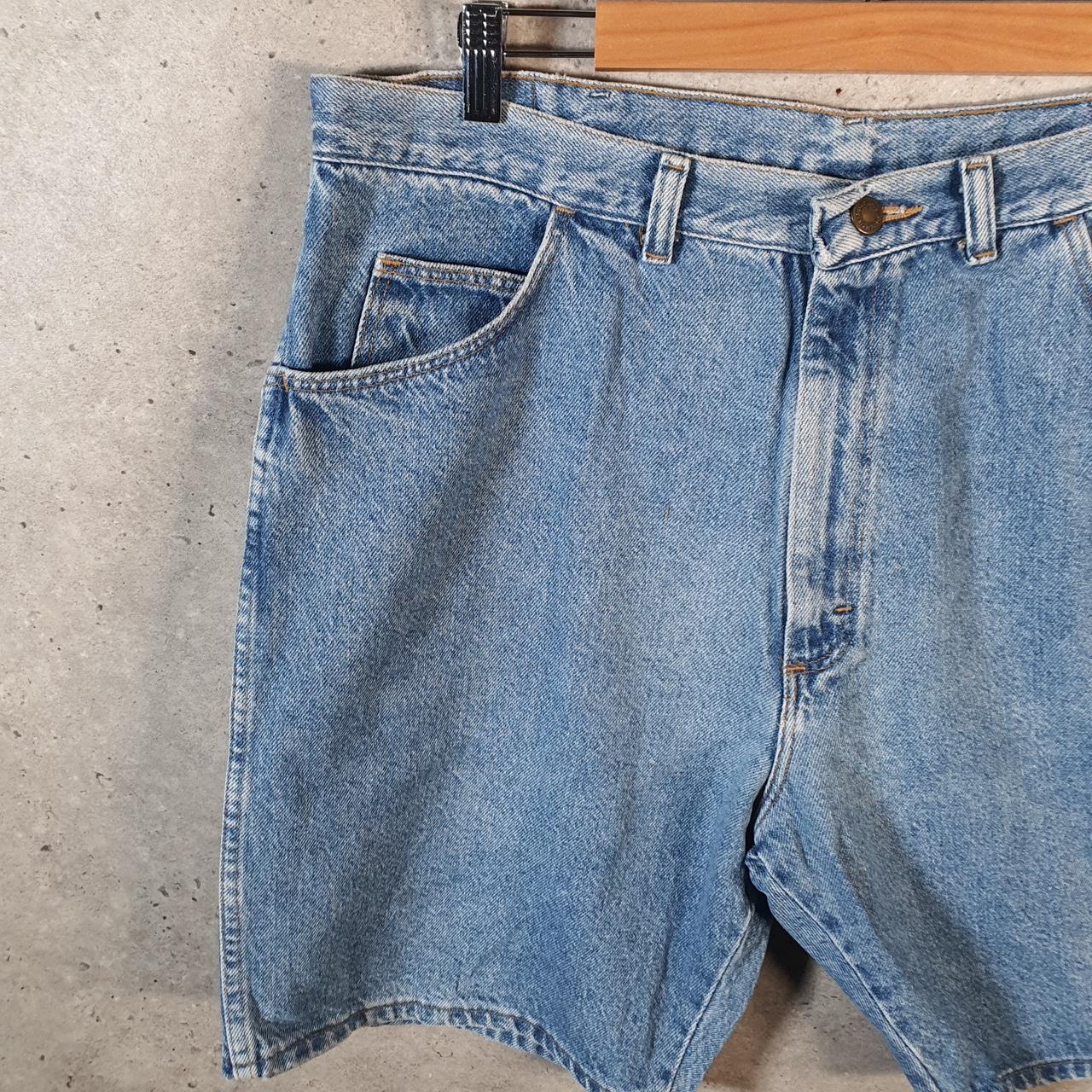 Vintage Wrangler Denim Shorts Jorts Cargo Men’s W36 Relaxed Blue Baggy Cotton