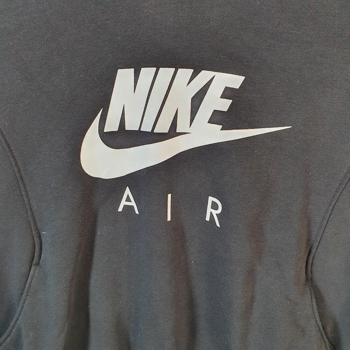 Vintage Nike Air Cropped Hoodie Womens Medium Black Swoosh Y2K Pullover Logo