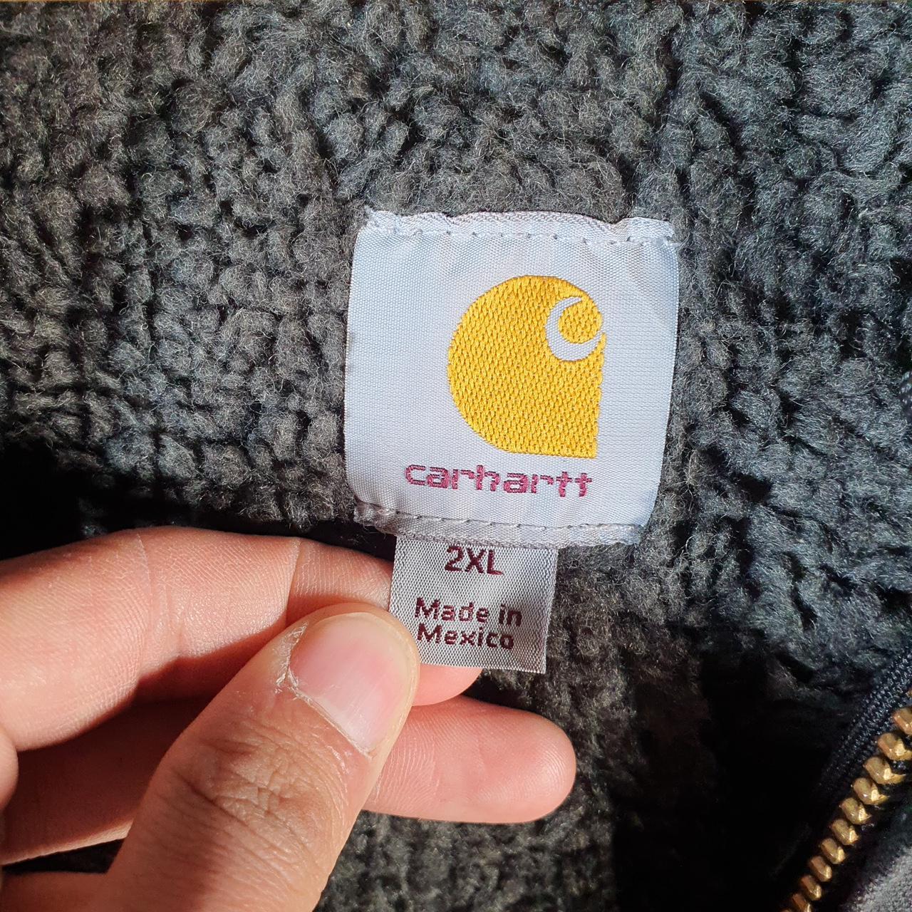 Vintage Carhartt Sandstone Sherpa Lined Work Farm Hooded Jacket Men’s 2XL Black C95 BLK USA Big Fish Vintage