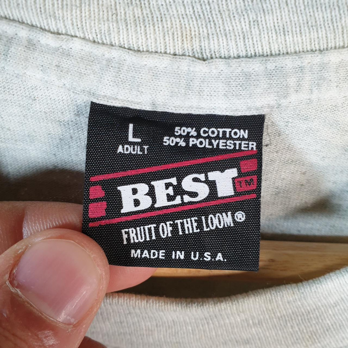 Vintage Fruit of the Loom Around world 49 Days USA 90s Single Stitch T Shirt Men’s Large Grey C8790