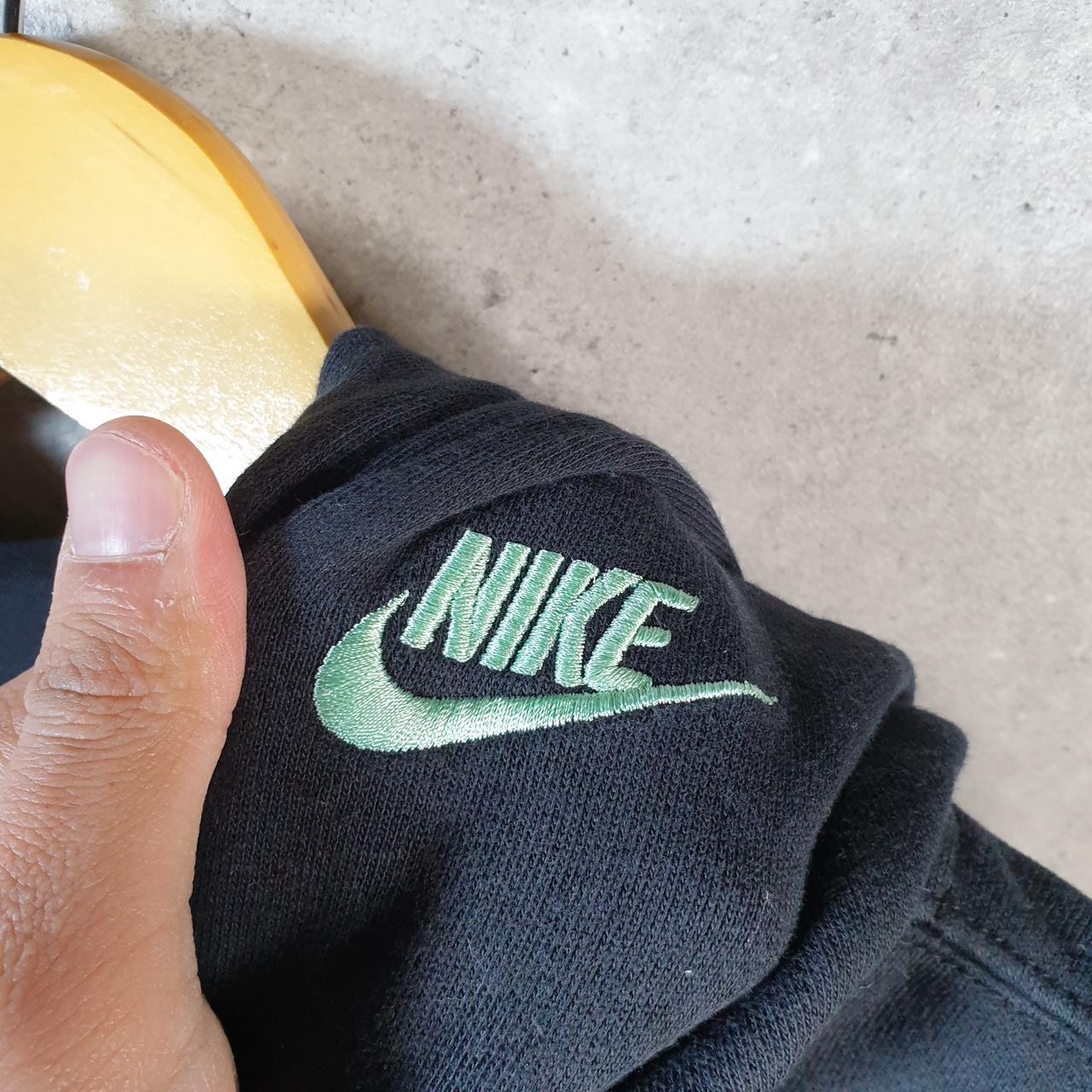 Vintage Nike Club Embroidered AOP Hoodie Men’s Small Black Swoosh Y2K Pullover