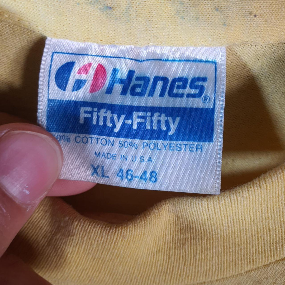 Vintage Hanes Tri Cherry Celebration 1992 USA Single Stitch T Shirt Men’s XL Yellow C9464