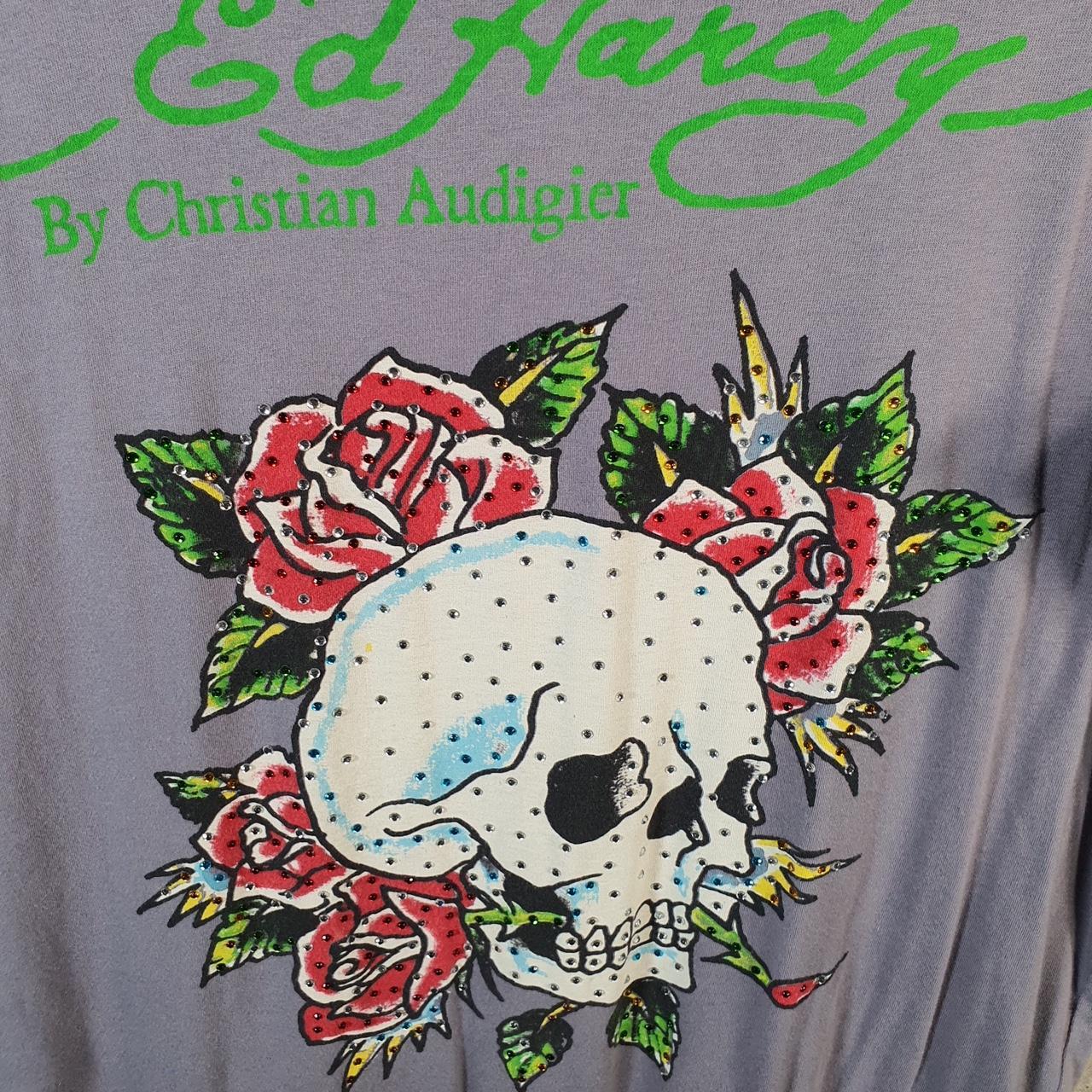 Vintage Ed Hardy T Shirt Men’s Large Purple Christian Audigier Love Heart Graphic Skull Y2K Big Fish Vintage