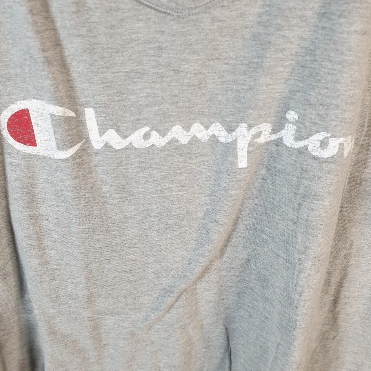 Vintage Champion Spellout T Shirt Womens 2XL Gtey USA Athletic