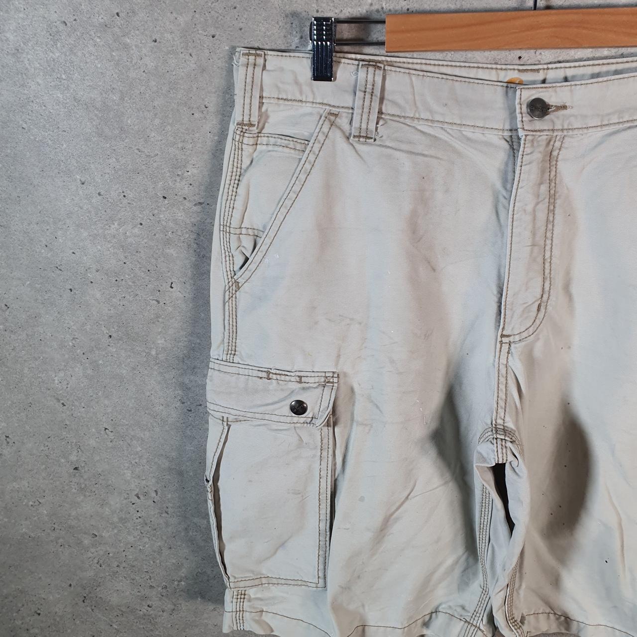 Vintage Carhartt Baggy Carpenter Shorts Jorts Cargo Men’s W36 Beige Relaxed Fit Workwear A4840