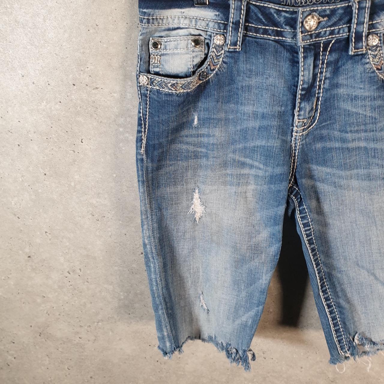 Vintage Miss Me Baggy Y2K Hip Hop Jeans Shorts Jorts Womens W30 Blue Denim Low Rise