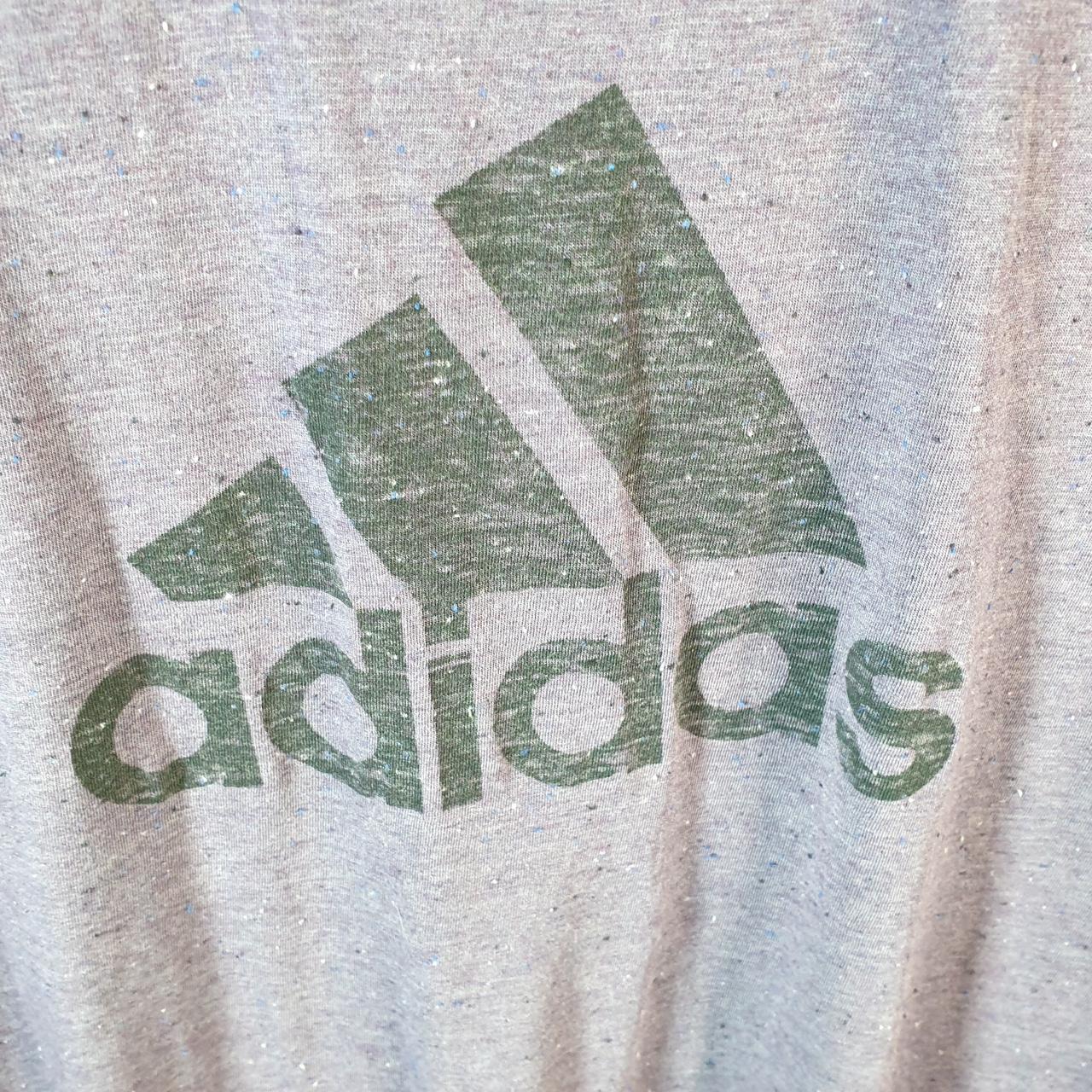 Vintage Adidas Spell out Sustainable T Shirt Womens XL Purple Three Stripes Logo Athletic