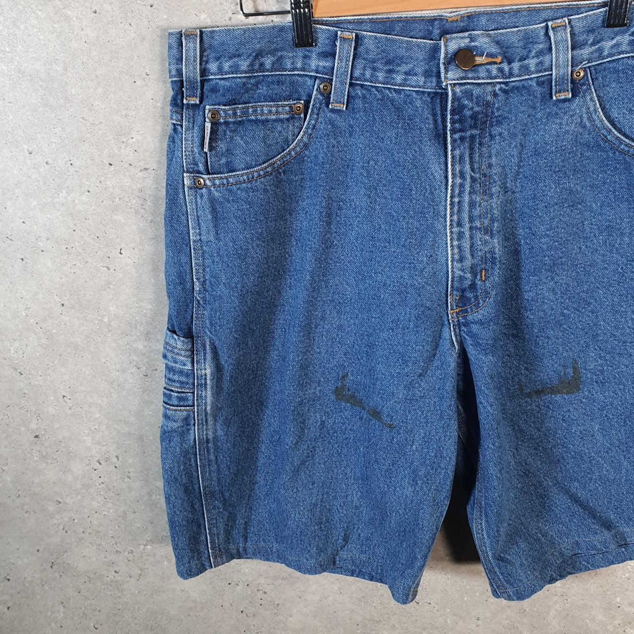 Vintage Carhartt Baggy Carpenter Shorts Jorts Cargo Men’s W36 Blue Relaxed Denim Fit Workwear Big Fish Vintage
