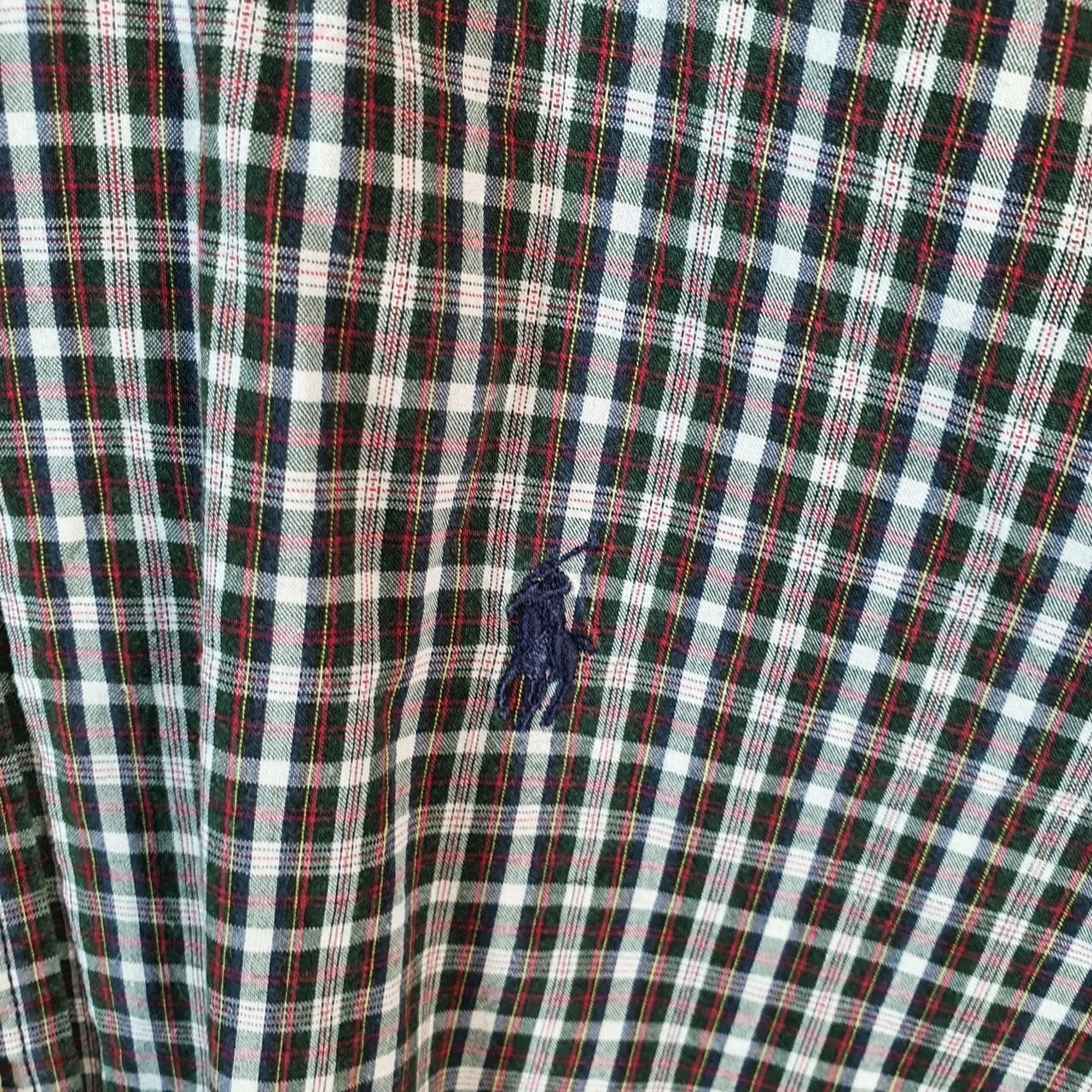 Vintage Ralph Lauren Button Down Shirt Womens XL Green Checkered Custom Pony Casual C8447