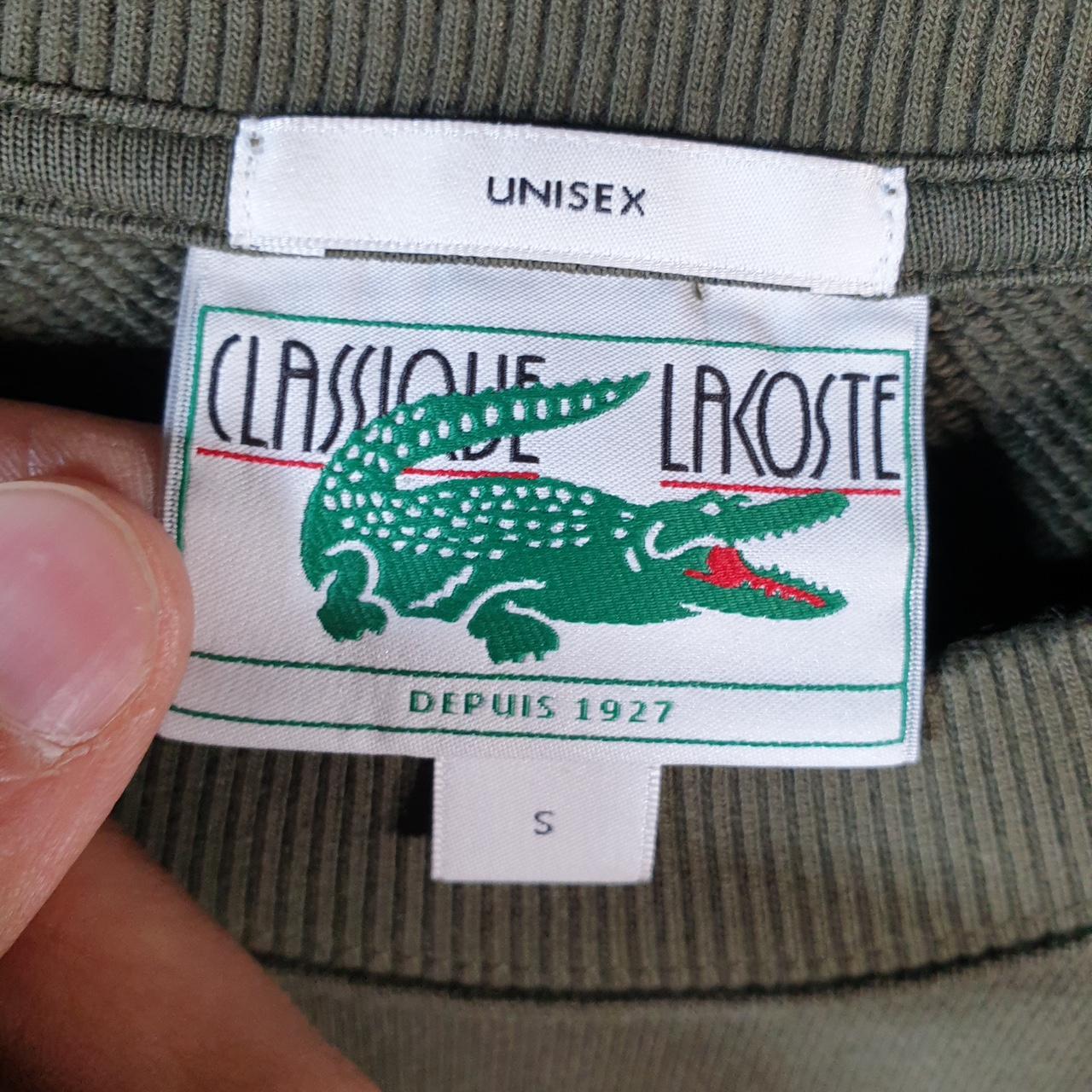 Vintage Lacoste Sweatshirt Men’s Small Green Pullover Logo Y2K Jumper Logo