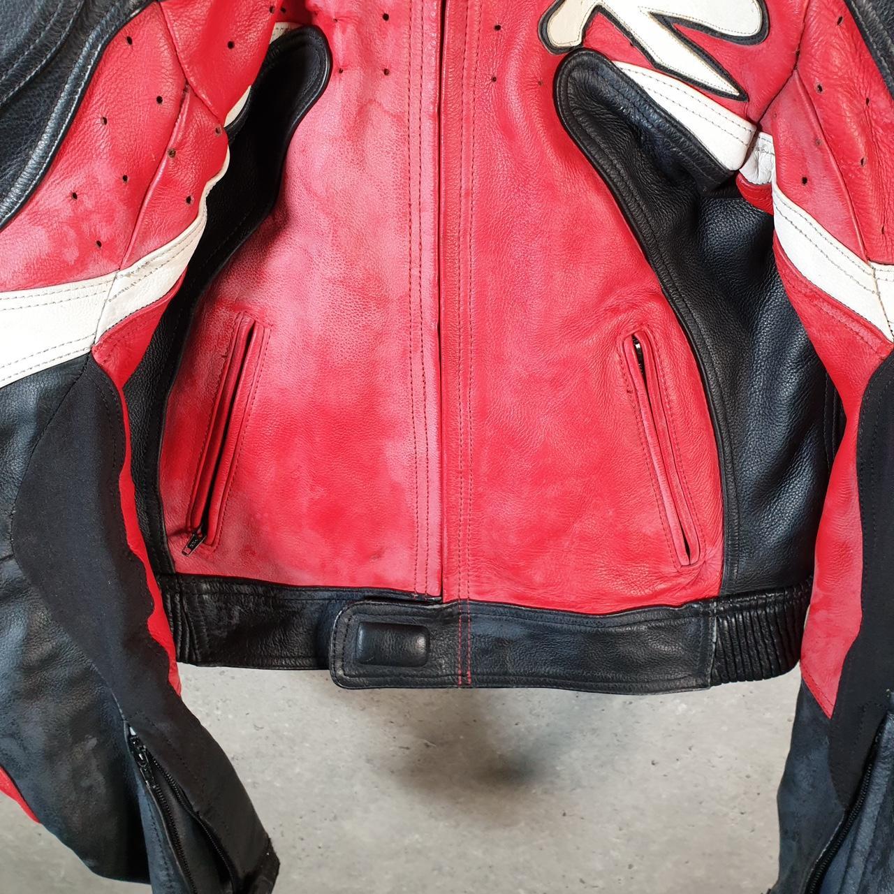 Vintage Frank Thomas R Series Motorcycle Jacket Mens XS Red Armoured Padded Shoulder Elbows
