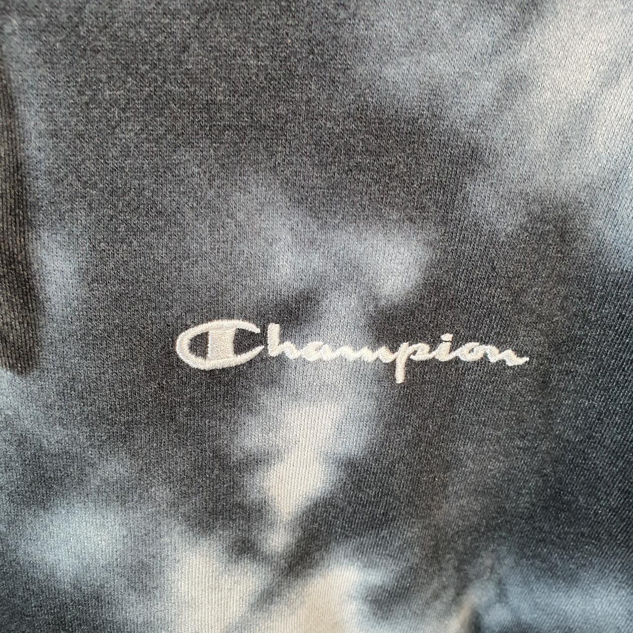 Vintage Champion Hoodie Womens Large Grey Tie Dye USA Pullover Spellout Logo