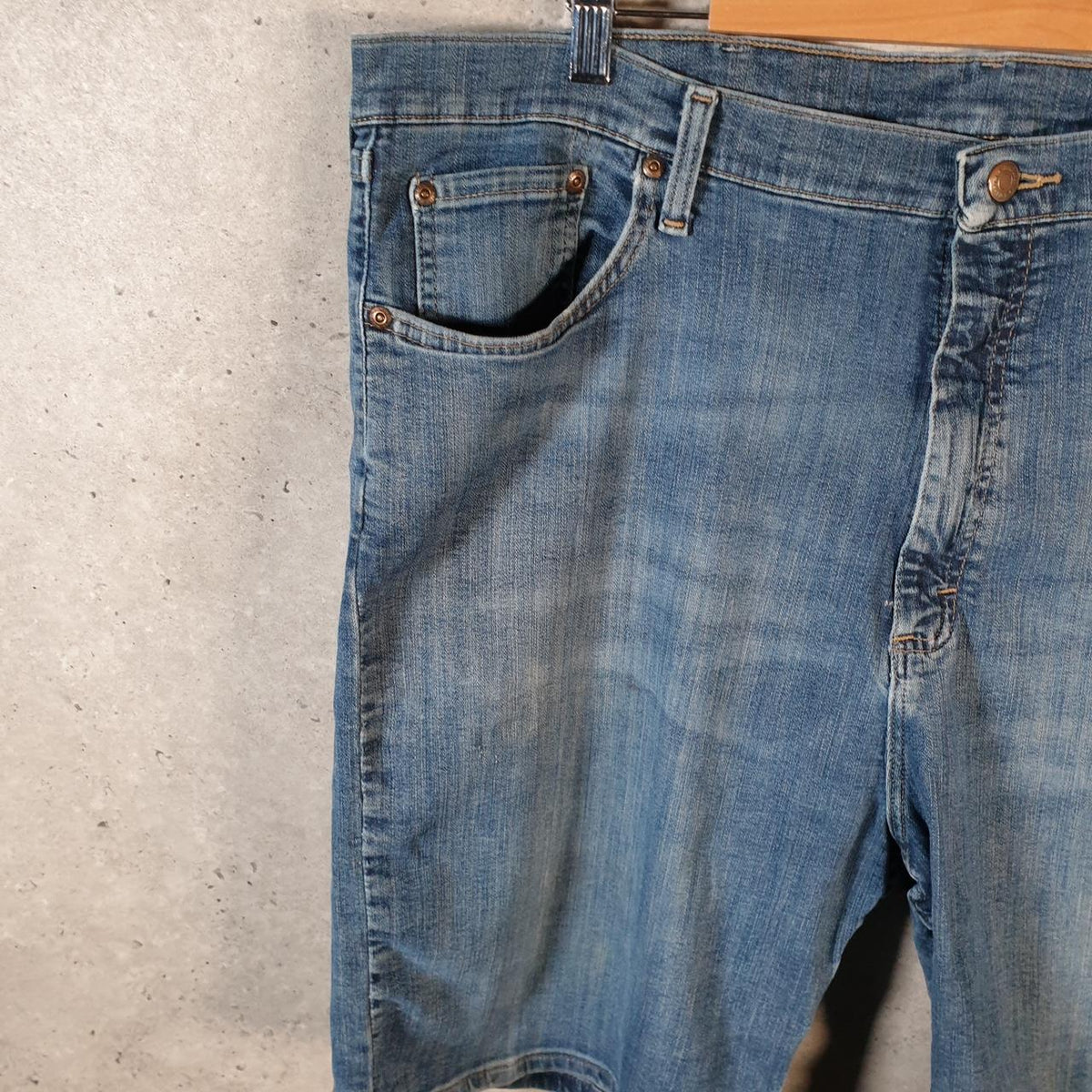 Vintage Wrangler Denim Shorts Jorts Cargo Men’s W42 Relaxed Blue Baggy Cotton