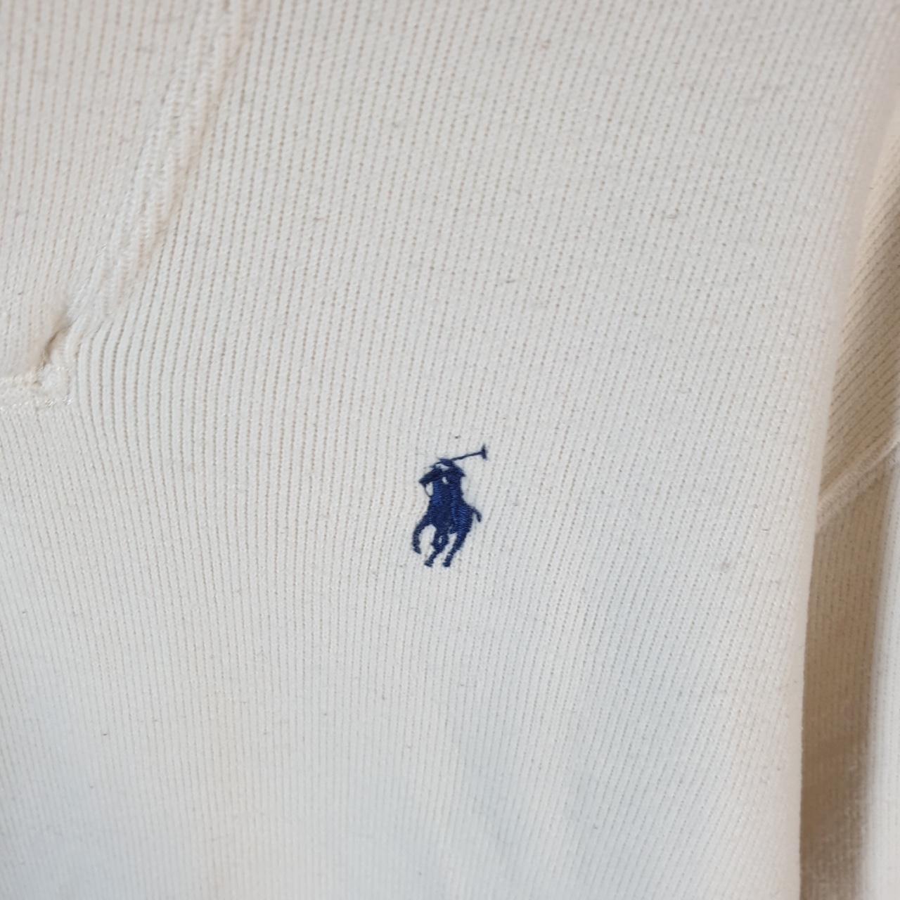 Vintage Ralph Lauren Polo 1/4 Button Sweatshirt Men’s Medium White Cotton Pullover Pony