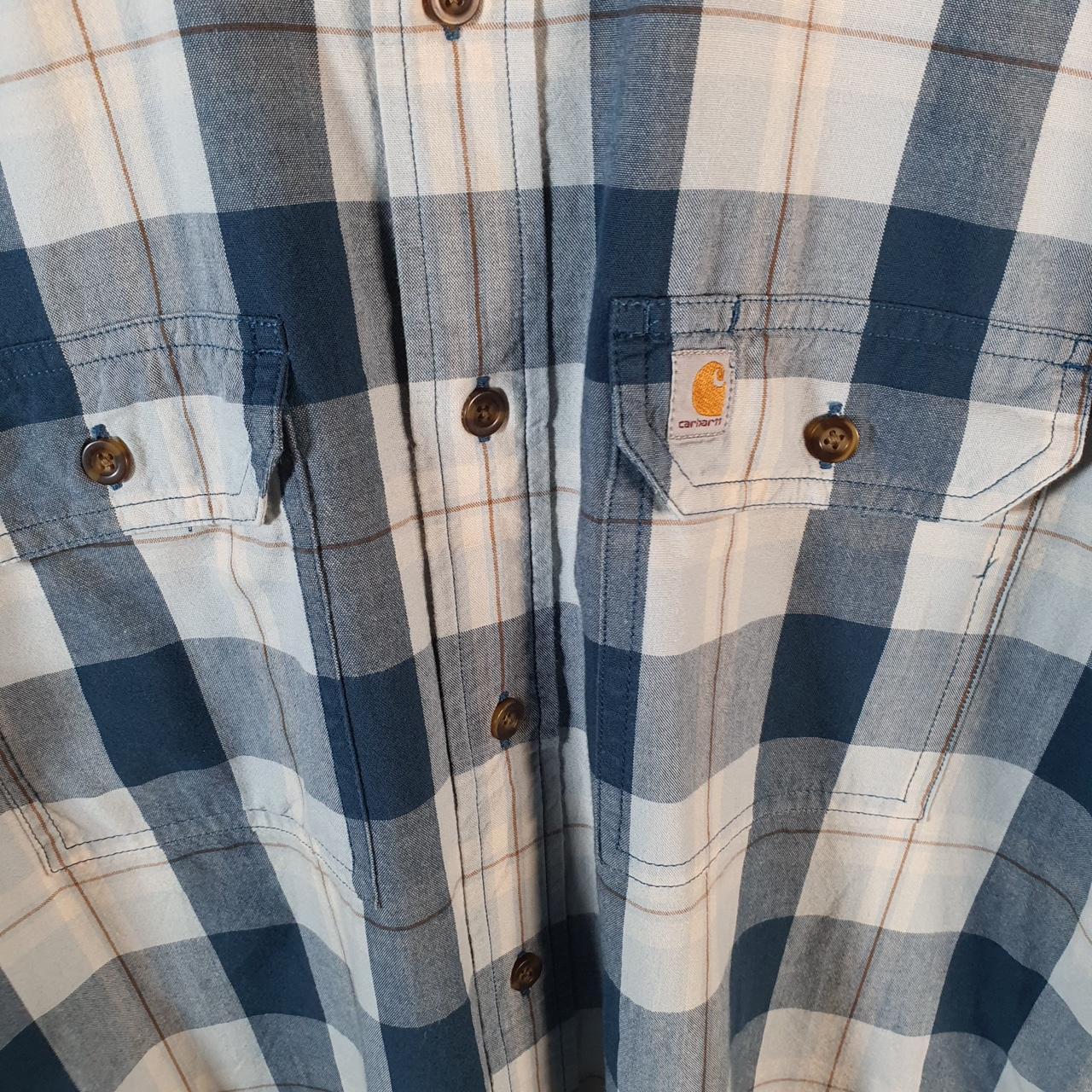 Vintage Carhartt Shirt Button Down Mens Medium Blue Short Sleeve Chore Utility Relaxed