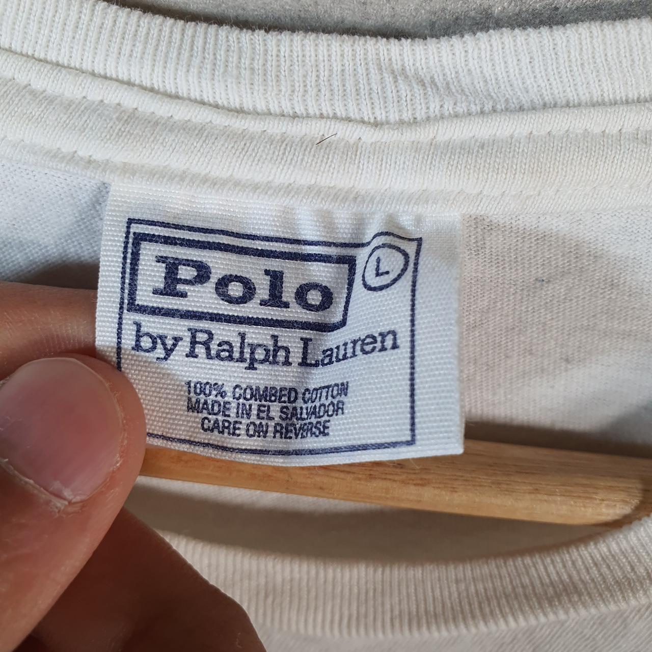 Vintage Ralph Lauren Polo Sport T Shirt Men’s Large White  Classic Fit Embroidered Pony C8677