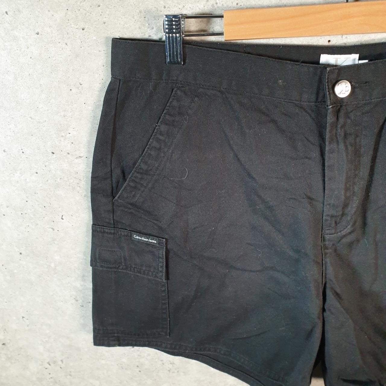 Vintage Calvin Klein Baggy Shorts Jorts Cargo Womens W36 Black Relaxed Denim