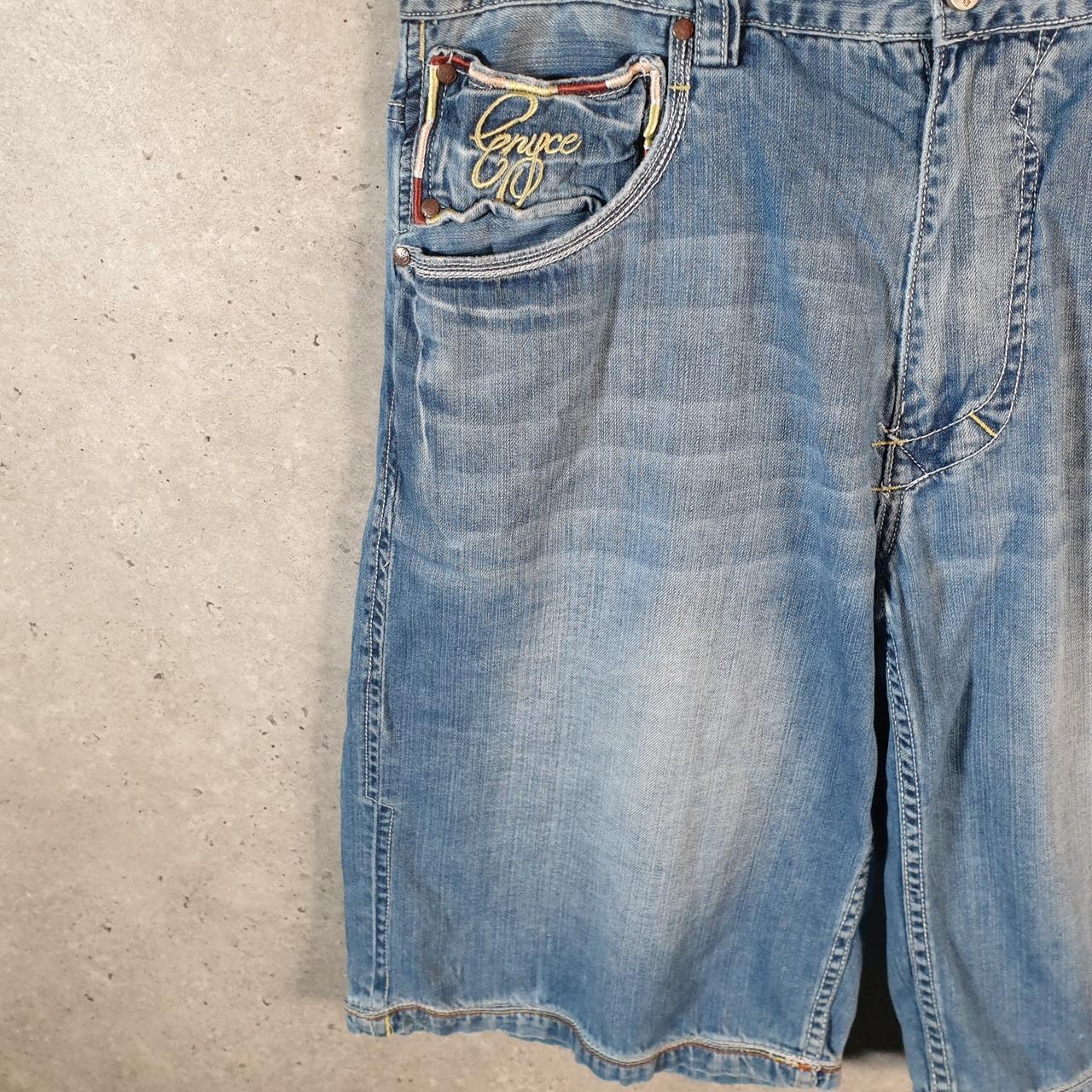 Vintage Enyce Baggy Y2K Hip Hop Jeans Shorts Jorts Mens W38 Blue Denim USA Big Fish Vintage