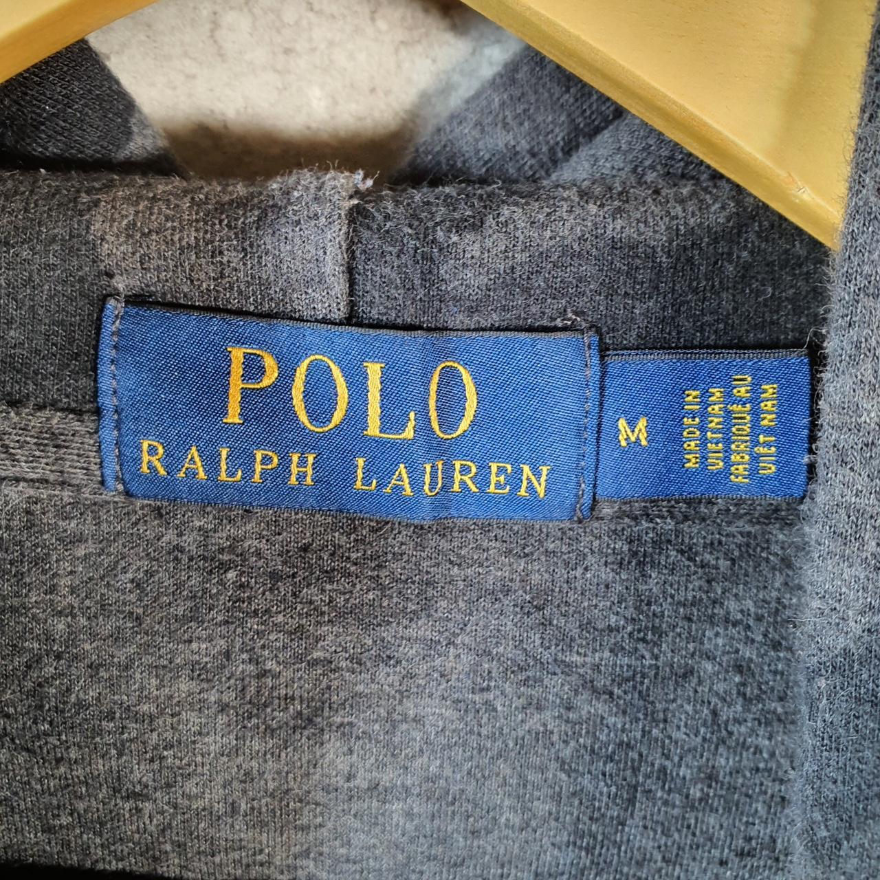 Vintage Ralph Lauren Polo P Crest Badges Hoodie Men’s M Grey Cotton Pullover Pony