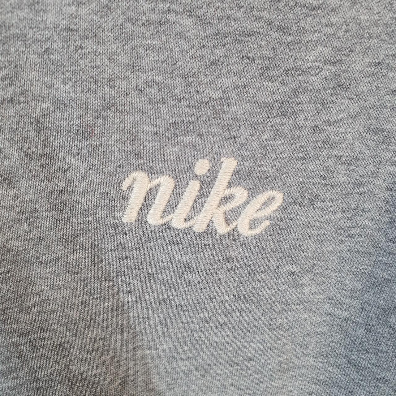 Vintage Nike Dri Fit Swoosh Spellout Hoodie Men’s Large Grey Embroidered Y2K