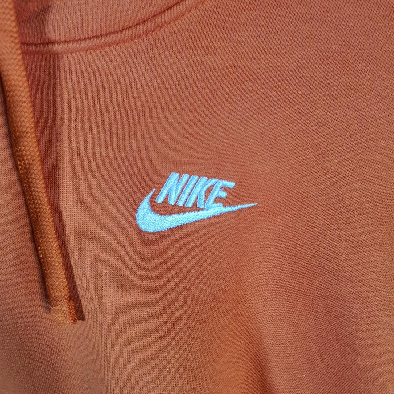 Vintage Nike Club Embroidered Hoodie Men’s Medium Orange Swoosh Y2K Pullover Logo