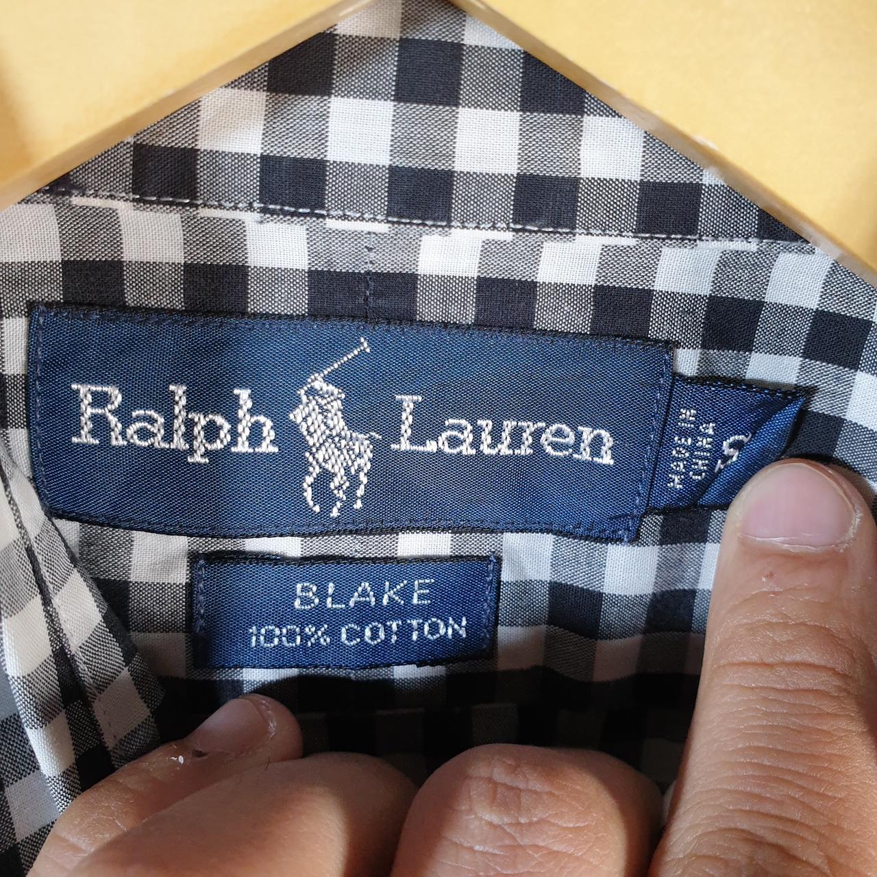 Vintage Ralph Lauren Button Down Shirt Men’s Small Grey Checkered Blake Cotton