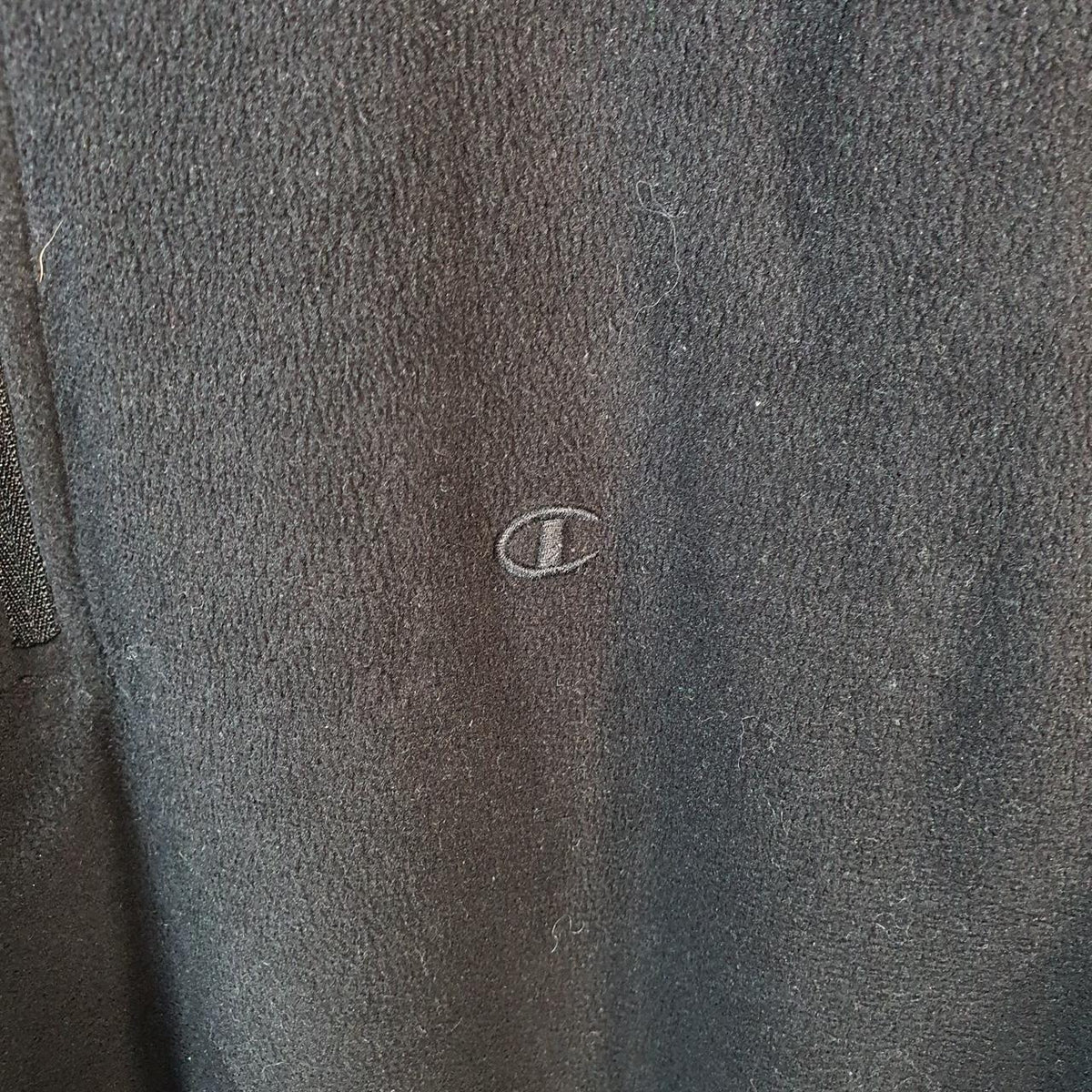 Vintage Champion 1/4 Zip Fleece Pullover Sweatshirt Mens XL Black Embroidered Logo