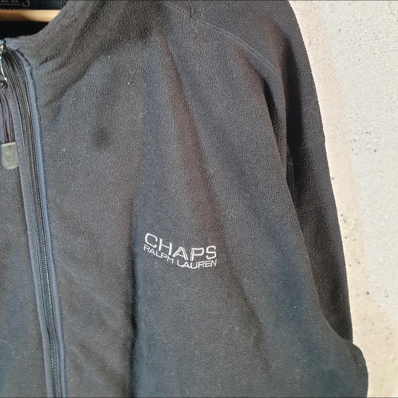 Chaps Ralph Lauren Full Zip Fleece Sweatshirt Mens 2XL Black Embroidered Logo
