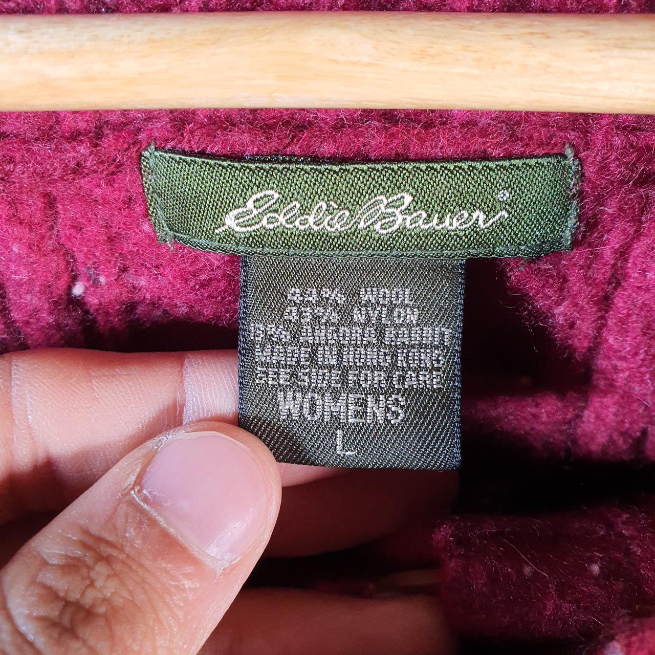 Vintage Eddie Bauer Knit Sweater Womens Large Red Y2K Pullover 1/4 Button